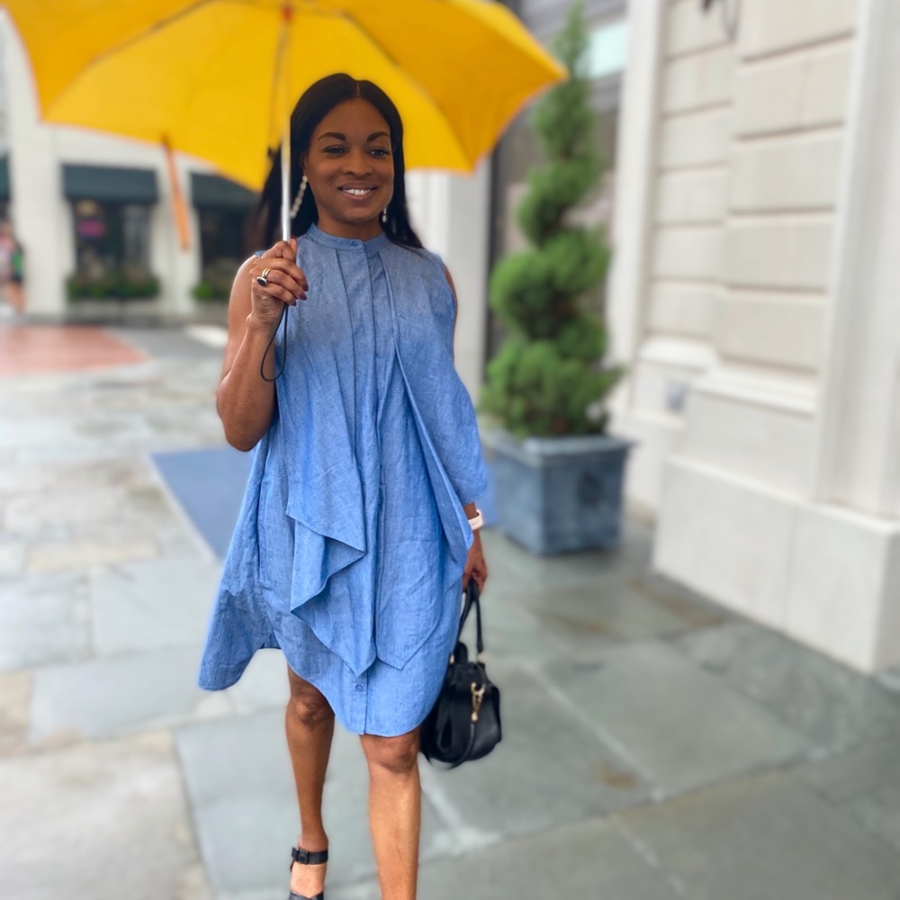 COS Organic Cotton Ruffle Denim Dress Shirt Dress
